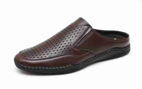 Heels County Leather Back Open Shoes Half Cut Loafers For Men