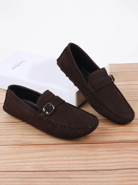LOUIS STITCH Brown Suede Leather Casual Loafers for Men (ITSUB) Size 12  Loafers For Men - Main Image