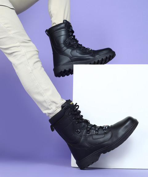 LIBERTY Combat Genuine Leather Military Men's Boots High Ankle Anti  Skid High Top Lace Up Shoes Boots For Men