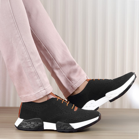 BXXY Men's New Stylish Black Casual Outdoor Lace-Up Shoes With - Main Image
