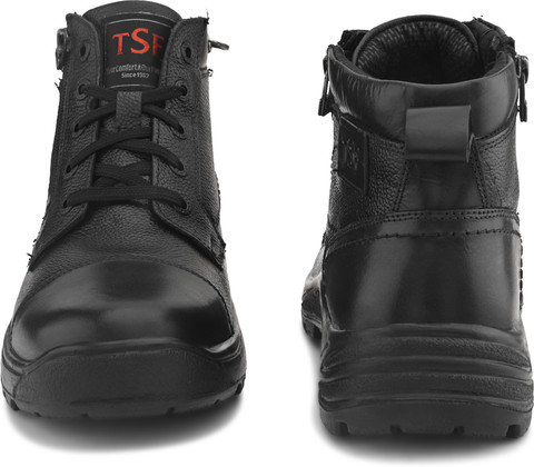 TSF TSF 9405 Black Genuine Leather Zipper//Police Boots For Men