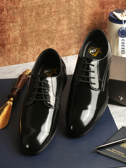 iD Men's Vegan Leather Black Round Toe Lace-Up Formal Shoes Lace Up For Men