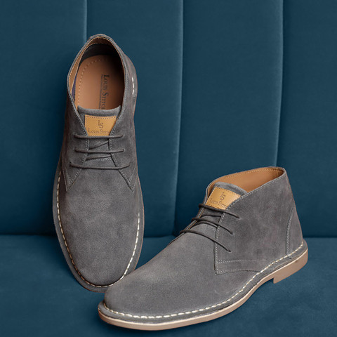 LOUIS STITCH Italian Suede Leather Grey Chukka Style Desert Ankle