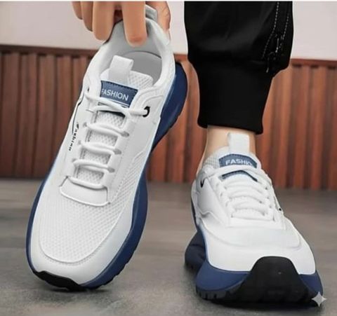 ROASTER Men's Everyday Synthetic Leather Lace-Up Stylish Sneakers Sneakers For Men (White, Blue , 10) - Image 4