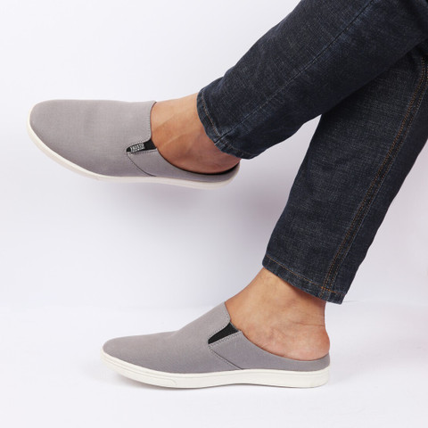 FAUSTO Casual Back Open Canvas Stylish Slip On Shoes Mojaris For Men