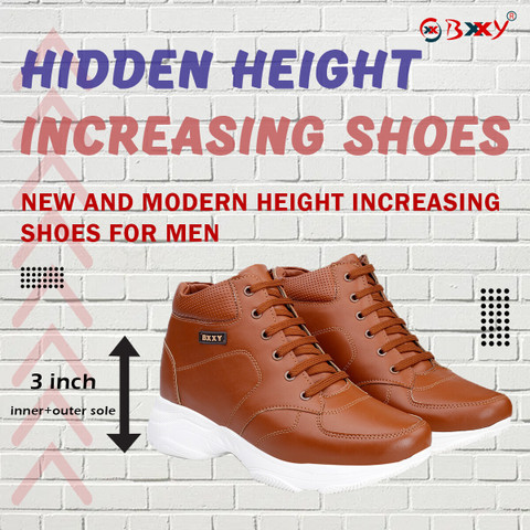 BXXY Men's Inch Hidden Height Increasing Casual Sneaker Laceup Light  Weight Boot High Tops For Men