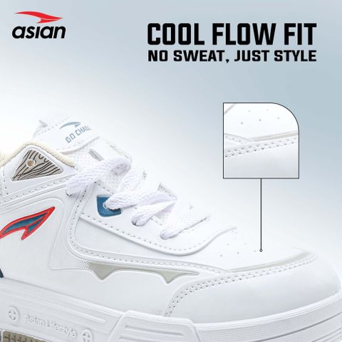 asian Trendy, Comfortable Sneakers For Men (White, Beige , 9) - Image 5