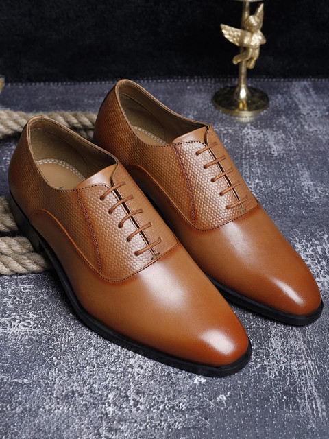 LOUIS STITCH Italian Genuine Leather Tan Formal Lace Up Derby