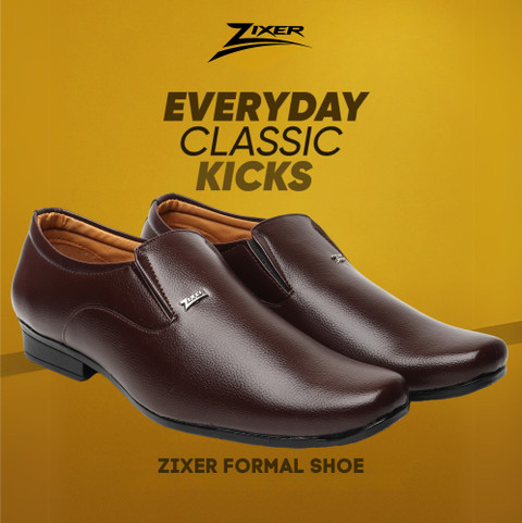 Zixer official Leather Formal shoes for men without lace Semi Formal party  shoes Boys Party Wear For Men