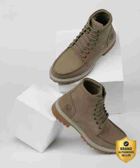WOODLAND Outdoor Durable Comfortable Everyday High Ankle Boots For Men (Khaki , 8) - Image 5