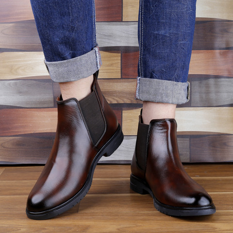 BXXY Men's Slip-On New Design Brown Casual Chelsea, Outdoor Boot Boots For  Men