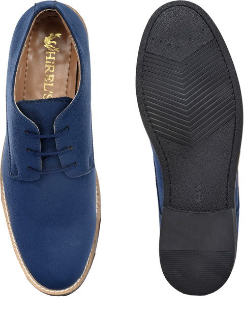 Hirel's Hirel's Blue Suede Derby Casual Shoes Casuals For Men