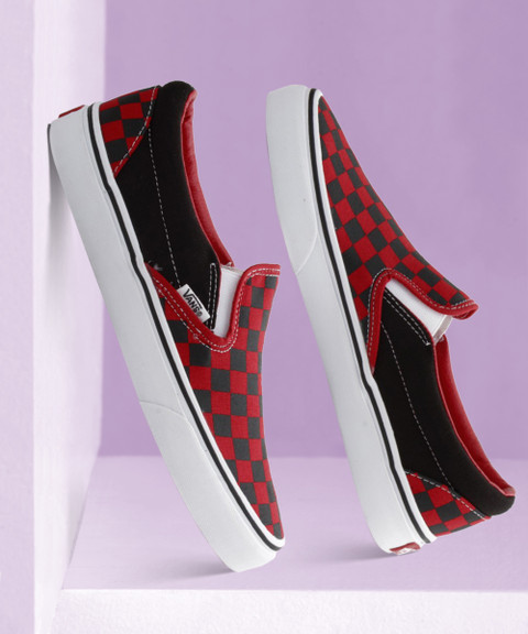 Skate Shoes Vans Slip On Red Black Checkerboard Classic Slip-On