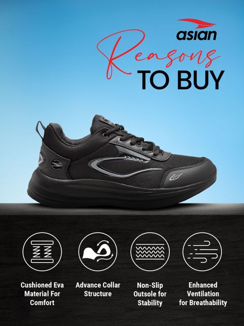 asian Sports, Gym, Training, Running, Trendy Comfortable Shoes For Men ORBIT-01 Running Shoes For Men (Black , 8) - Image 7