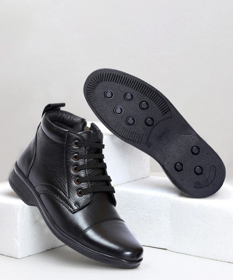 Zoom Shoes Genuine Leather High Ankle Boots Lace-up Zipper