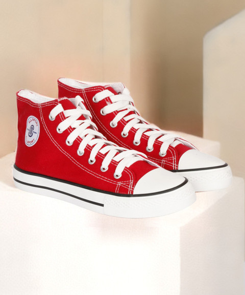 Sneakers Canvas Shoes Red Color MOZAFIA Comfortable Canvas Lace-up