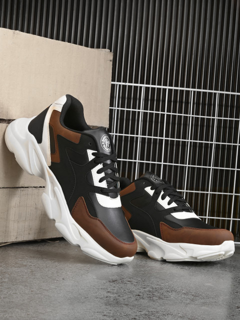 Roadster Roadster Men Black Faux Leather Casual Shoes Lace Up Sneakers  Sneakers For Men