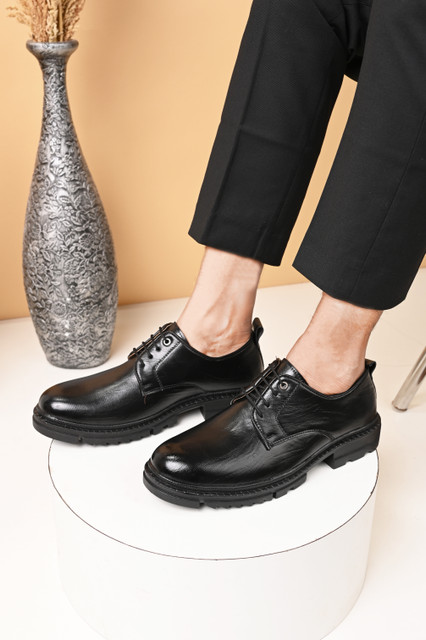 Chunky Sole Black Mens Lace Up Shoes KILLER Black Formal