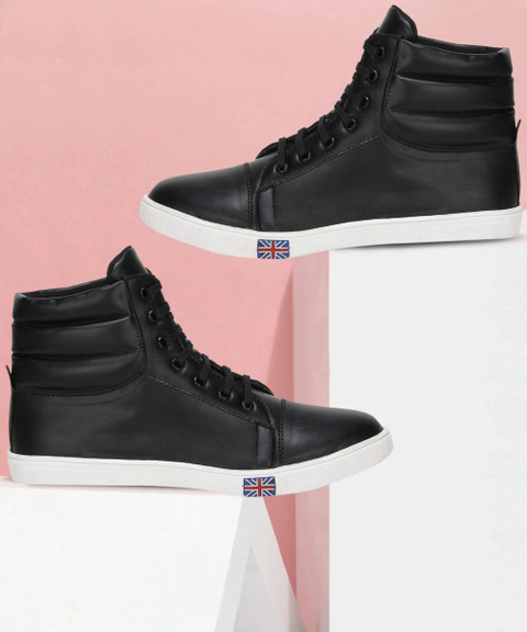 Shoe Island Stunning Black Ankle-Length Casual Sneakers Sneakers For Men