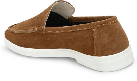 Just Leather Men Classic Suede Leather Loafers (Tan, 9) - Image 8