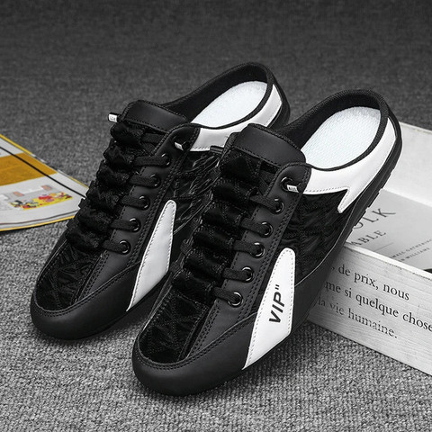 FREEMO tylish Men's Half Back Open Backless Footwear, Lace Up Outdoor  Casual Sneakers For Men