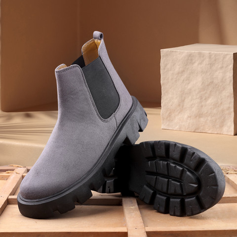 Suede Gray Casual Boots BXXY New Stylish Suede Material Grey