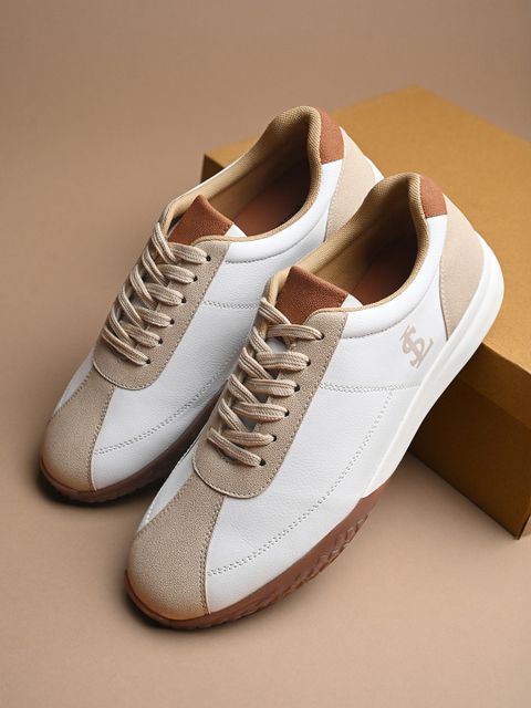 LOUIS STITCH Men's White Beige Casual Sneakers UK-9 - Image 6