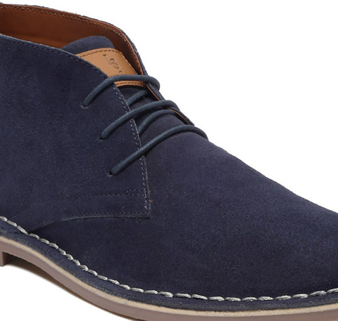 LOUIS STITCH Italian Suede Leather Blue Chukka Style Desert Ankle