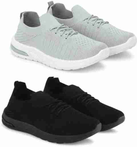 Glowlife Combo Pack of 2 Women's Sports Sneakers (Grey, Black, Size 7) - Image 3