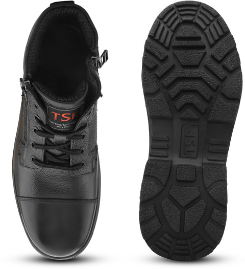 TSF TSF 9405 Black Genuine Leather Zipper//Police Boots For Men