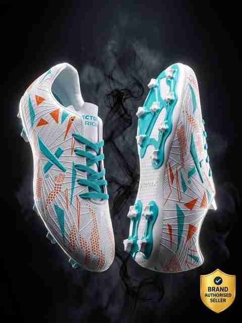 VECTOR X Trigger 3D textured Synthetic leather|TPU Sole For Turf & Hard Ground Football Shoes For Men (White , 8) - Image 5