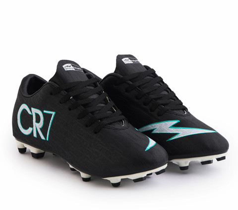 CR7 CR7 Juventus Ronaldo Studs Black & Green Studs Football Shoes For