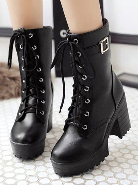 KILLER Women's Boots|Faux Leather, Trendy, Comfortable,Lace-Up Boots for  Women Girls Boots For Women