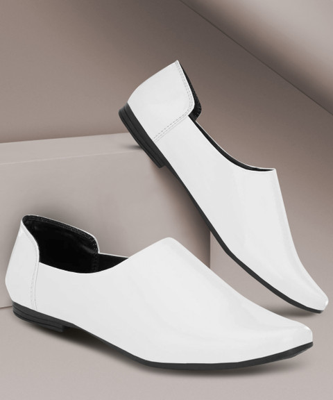 GELLWOJ Men Loafers Ethnic wear Kurta Pajama Shoes White Black Party Wear  For Men