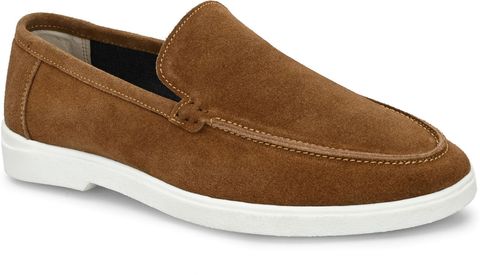 Just Leather Men Classic Suede Leather Loafers (Tan, 9) - Image 6