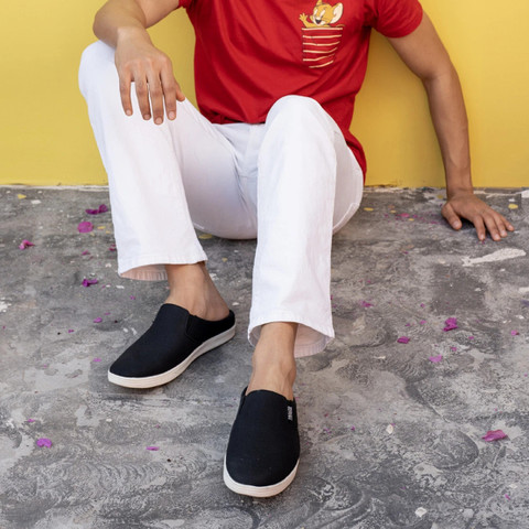 FAUSTO Casual Back Open Canvas Stylish Slip On Shoes Loafers For