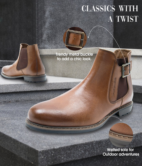 THOMAS CRICK Premium Leather Pull Tab Elasticated Side Cushioned