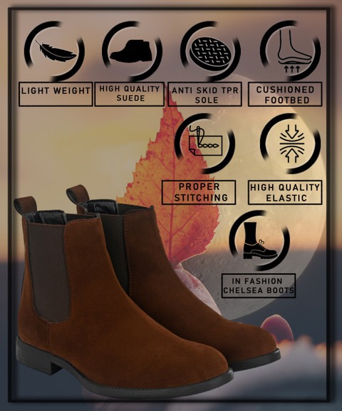 Hirel's Suede Chelsea Boots for Men Soft Cushioned Insole,  Slip-Resistance Boots For Men