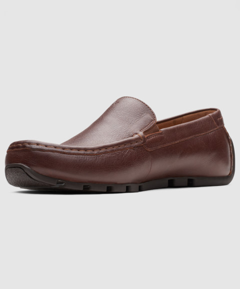 CLARKS Oswick Plain Dark Tan Lea Loafers For Men Buy CLARKS