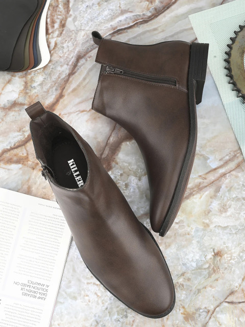 KILLER Killer Men Brown Faux Leather Casual Chelsea Boots Boots For Men