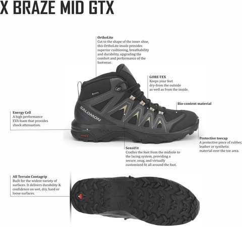 SALOMON X Braze Mid GTX Hiking & Trekking Shoes For Men - Buy