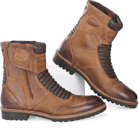 Harrytech London Men's Brown Side Zipper Biker Motorcycle Leather