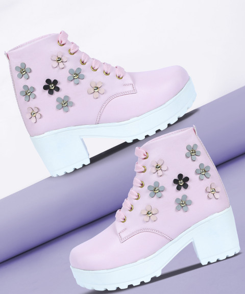 Romds Women High Ankle Stylish Ladies Casual Boots (R-Boot-9611-P-4) Boots  For Women