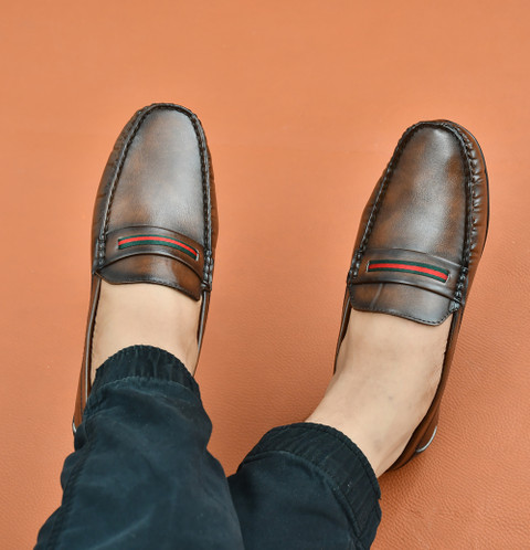 Feel alive casual shoes for men brown loafers shoes men leather synthetic  shoe stylish Loafers For Men
