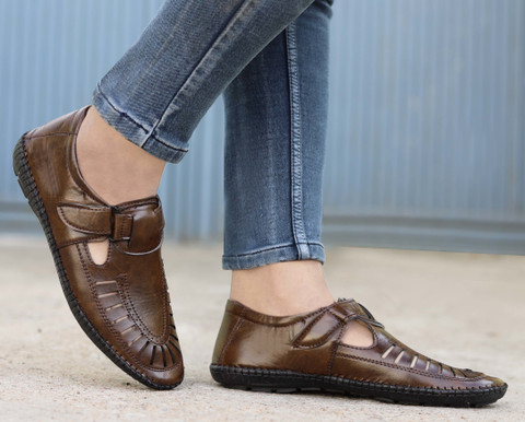 K' Footlance Mens Synthetic Leather Sandals| Sandals For Men Stylish Daily  Use| Sandals For boys| Roman Sandals Partywear Sandals| Formal Sandal