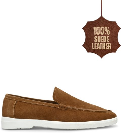 Just Leather Men Classic Suede Leather Loafers (Tan, 9) - Image 7