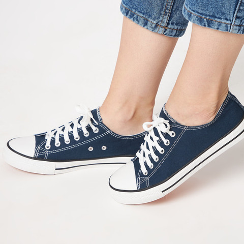 MOZAFIA Comfortable Canvas Lace-up Casual Sneakers Shoes For Women's Canvas  Shoes For Women