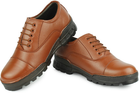 DSF 100% Genuine Leather Tan Color Shoes Brown Police Shoes Office Shoes  Lace Up For Men