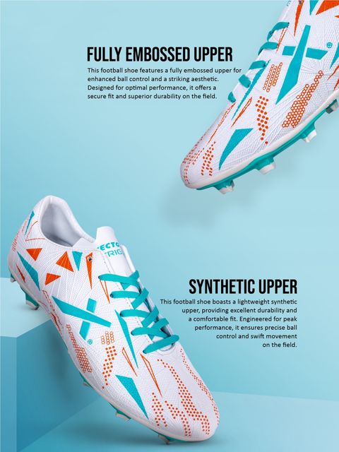 VECTOR X Trigger 3D textured Synthetic leather|TPU Sole For Turf & Hard Ground Football Shoes For Men (White , 8) - Image 8