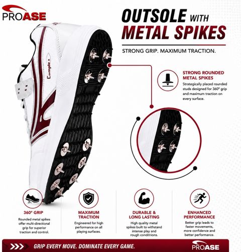 Proase F/S-101 Cricket Shoes For Men (Red, White , 6) - Image 7